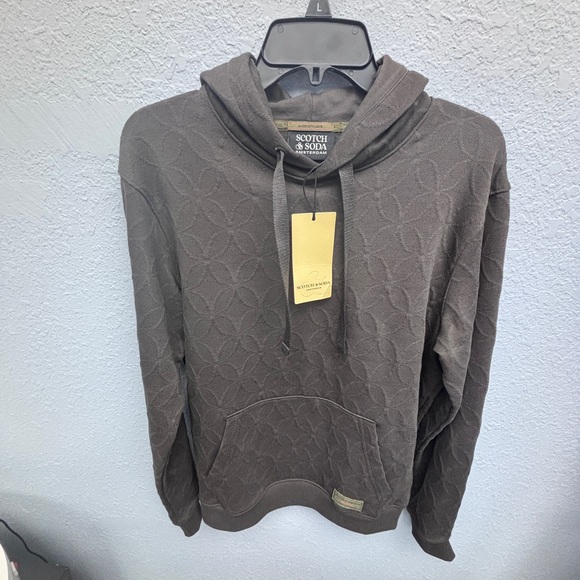 Scotch & Soda Other - NWT Scotch & Soda Men’s Sz Med Dark Brown Jacquard Terry Relaxed Fit Hoodie